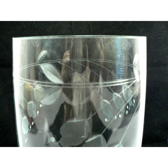 Vase Etched Cylinder Clear Crystal Floral Design Vintage 10.75" - Picture 12 of 13